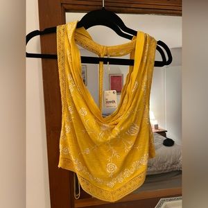 Free People How's It Going Halter Top - Sundaze (Yellow) BRAND NEW WITH TAGS